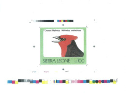 1992 Sierra Leone Animals Birds Raptors Crested Malimbe Malimbus Malimbicus - Rare Imperf Proof Essay Trial - Andere & Zonder Classificatie