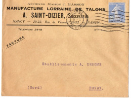 Enveloppe à En-Tête Manufacture Lorraine De Talons St DIZIER - 1921-1960: Modern Tijdperk