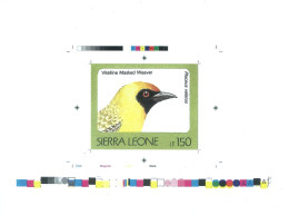 1992 Sierra Leone Animals Birds Raptors Vitelline Masked Weaver Ploceus Velatus - Rare Imperf Proof Essay Trial - Andere & Zonder Classificatie