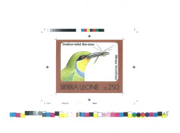 1992 Sierra Leone Animals Birds Raptors Swallow Tailed Bee Eater Merops Hirundineus - Rare Imperf Proof Essay Trial - Otros & Sin Clasificación