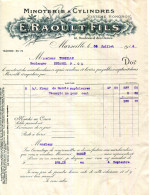 FACTURE.MARSEILLE.MINOTERIE A CYLINDRES SYSTÈME HONGROIS.E.RAOULT FILS 41 BOULEVARD DES DAMES - Andere & Zonder Classificatie