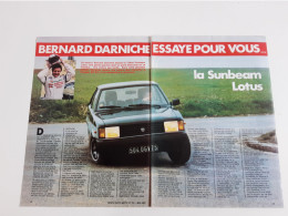 Coupure De Presse Automobile Talbot Sunbeam Lotus - Automobili