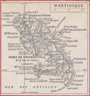 Carte De L'île De La Martinique. Larousse 1948. - Historical Documents