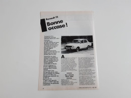 Coupure De Presse Automobile Renault 12 - Bonne Occasion - Voitures