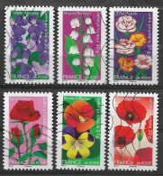 France 2012  Oblitéré Autoadhésif  N° 663 - 664 - 667 - 669 - 670 - 672    "  Dites Le Avec  Des Fleurs  " - Used Stamps