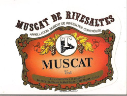 Etiquette Muscat De Rivesaltes - Producteurs Du Mont Tauch à Tuchan - Imprimeur Wetterwald - - Autres & Non Classés