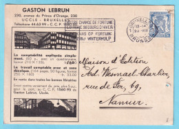 CP Publicitaire UCCLE Gaston LEBRUN Av Du Prince D'Orange 230 TP Petit Sceau 20 VIII 1942  - 1935-1949 Sellos Pequeños Del Estado