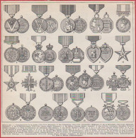 Médailles. Médaille Militaire. Belgique, Canada, Danemark, Etats Unis, France, Grande Bretagne Etc... Larousse 1948. - Historische Dokumente