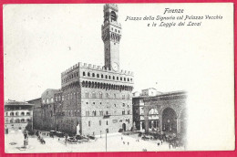 FIRENZE - PIAZZA DELLA SIGNORIA E PALAZZO VECCHIO - FORMATO PICCOLO - EDIZ. GIUSTI FIRENZE - VIAGGIATA 1908 - Firenze (Florence)