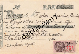 46 0031 CAHORS LOT 1936 Reçu De Mme Alice LASVÈNE Bouchère Pour Un Trimestre De Loyer Rue St Georges - 1900 – 1949