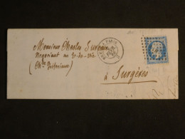 DN14 FRANCE  LETTRE  FERROVIAIRE 1866  LAVAL VIA PARIS A SURGERES  +N°22+ +AFF. INTERESSANT++ - 1849-1876: Période Classique