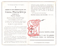DP Irena Maria Ghijs ° Mullem Oudenaarde 1892 † Ouwegem Zingem 1949 X Maurice Tjoleyn - Images Religieuses