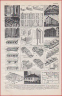 Maison. Matériaux Et Méthodes De Construction. Vocabulaire De La Maison. Larousse 1948. - Documenti Storici