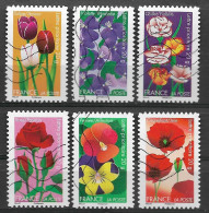 France 2012  Oblitéré Autoadhésif  N° 662 - 663 - 667 - 669 - 670 - 672    "  Dites  Le Avec  Des Fleurs  " - Used Stamps