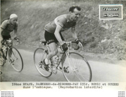 TOUR DE FRANCE 1952 ROBIC ET OCKERS  AUBISQUE 18èm ETAPE PHOTO PRESSE ORIGINALE ARGENTIQUE  20X15CM EQUIPE  LE PARISIEN - Sporten