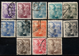 SPAGNA - 1940 -  EFFIGIE DEL GENERALE FRANCO - SENZA FIRMA DELL'INCISORE - USATI - Used Stamps