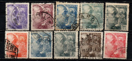 SPAGNA - 1940 -  EFFIGIE DEL GENERALE FRANCO - SENZA FIRMA DELL'INCISORE - USATI - Used Stamps
