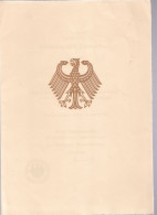 Urkunde Aus Frankfurt 1961 Von Für Den Bundesminister Für Das Post- Und Fernmeldewesen Ruhestand - Poste