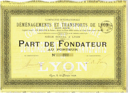 69-DEMENAGEMENTS ET TRANSPORTS DE LYON. CIE INTERNATIONALE DE ...  P F   1898  Lot De 2 - Other & Unclassified