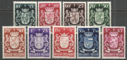 Belgique - Armoiries De 9 Provinces N°716 à 724 * - Unused Stamps