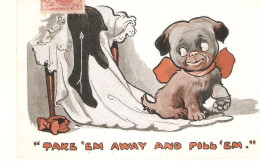 "Paul Heckscher. Lady And Her Bulldog"  Lot Of Three (3) Humorous Old Vintage English, Artist Drawn, Postcards - Hunde