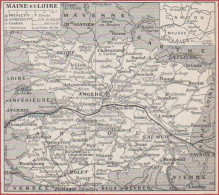 Carte Du Département Du Maine Et Loire (49). Préfecture, Sous Préfecture, Chef Lieu ... Chemin De Fer. Larousse 1948. - Historical Documents