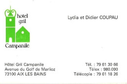 *Carte Visite Hôtel Grill Campanile  - Lydia Et Didier COUPAU  à AIX LES BAINS (73) - Cartes De Visite