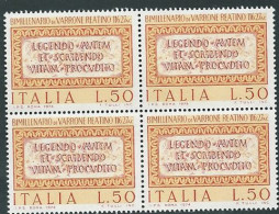 Italia 1974; Terenzio Varrone, Scrittore E Militare Romano Del I Secolo A. C. Quartina. - 1971-80: Ungebraucht