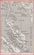 Carte De La Presqu’île De Malacca. Larousse 1948. - Historische Dokumente