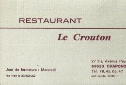 *Carte Visite Restaurant - Le Crouton à Chaponost (69) - Cartoncini Da Visita