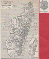 Cartes De Madagascar. Carte Avec Chemin De Fer, Canal. Production.  Anciennes Armes Royales. Larousse 1948. - Documents Historiques