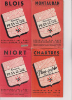 LOT DE 4 PLAN GUIDE BLAY  -  BLOIS - CHARTRES - MONTAUBAN - NIORT  - - Dépliants Touristiques