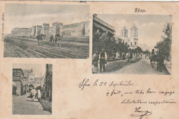 CE12 - SFAX  ( TUNISIE ) -  LES REMPARTS , MINARET  -  CARTE MULTIVUES  -  CORRESPONDANCE 1903 -  2 SCANS - Tunisie