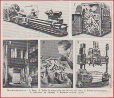 Machines Outils. Machine Outil. Tour, Presse, Affuteuse, Perceuse. Larousse 1948. - Historische Documenten