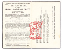 DP Gem.Raadslid & Voorz. - Medard Hoste ° Machelen Zulte 1888 † 1948 De Baere Van Neste Mortier Lauwers Verheust Bekaert - Images Religieuses