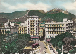 CE1 - ORAN ( ALGERIE ) -  PLACE FOCH ET SANTA CRUZ - ANIMATION  -  CARTE COULEURS   -  2 SCANS - Oran