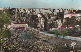 CE2 - CONSTANTINE ( ALGERIE ) -  PONT SIDI RACHED - VUE GENERALE - CARTE COULEURS  -  2 SCANS - Konstantinopel