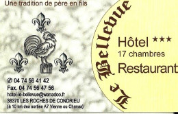 *Carte Visite Hôtel Restaurant - Le Bellevue à Les Roches De Condrieu (38) - Tarjetas De Visita