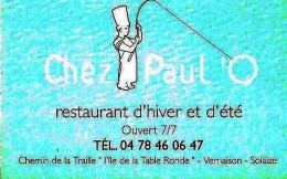 *Carte Visite Restaurant - Chez PAUL ' O à Vernaison-Solaize (69) - Tarjetas De Visita