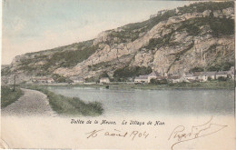 CE4 - VALLEE DE LA MEUSE - LE VILLAGE DE HUN ( BELGIQUE )- VUE GENERALE - CARTE COLORISEE    -  2 SCANS - Anhee