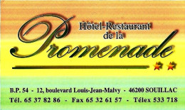 *Carte Visite Hôtel Restaurant - La Promenade à Souillac (46) - Visiting Cards