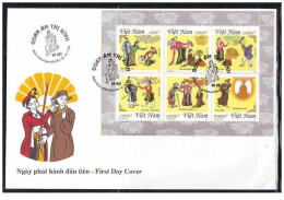 FDC Vietnam Viet Nam With Perf Sheetlet 1998 : QUAN AM THI KINH Legend / Costume / Boudda / Bouddha - Vietnam