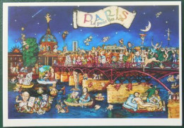 F82 Carte Postale Souvenir Paris Pont Des Arts Personnages Typiques - Souvenir De...