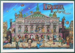 F83 Carte Postale Souvenir Paris Opéra Garnier Personnages Typiques - Greetings From...