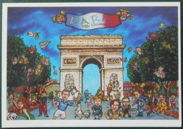 F87 Carte Postale Souvenir Paris Arc DeTriomphe Personnages Typiques - Greetings From...