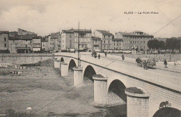 CE14 -(30)  ALAIS  -  ALES  - LE PONT VIEUX  - ANIMATION - ATTELAGE CHEVAUX  -  2 SCANS - Alès