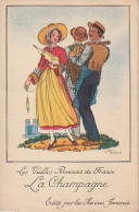 ALnw 2- " LA CHAMPAGNE " ( LES VIEILLES PROVINCES DE FRANCE )- ILLUSTRATEUR J. DROIT - PUBLICITE FARINES JAMMET- 2 SCANS - Reclame