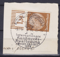 Deutsches Reich 1934 Mi. 513 Sonderstempel 'Internationale Handwerks-Ausstellung' BERLIN - CHARLOTTENBURG 1938 Clip - Usados