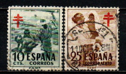 SPAGNA - 1951 - BAMBINI SULLA SPIAGGIA E MADRE CON FIGLIO - PRO TUBERCOLOTICI - CROCE DI LORENA IN ROSSO - USATI - Used Stamps