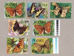 (b05)  Polen - Satz 7 W Gebr - Schmetterlinge Butterfly - Vlinders